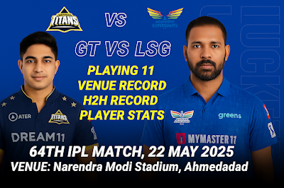IPL 2025 Match 64 Preview: GT vs LSG – Head-to-Head, Pitch Report, and Fantasy Picks